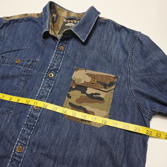 Vans Off The Wall Denim Camo Shirt Men’s Large Pocket Button Streetwear Skate - Picture 5 of 6